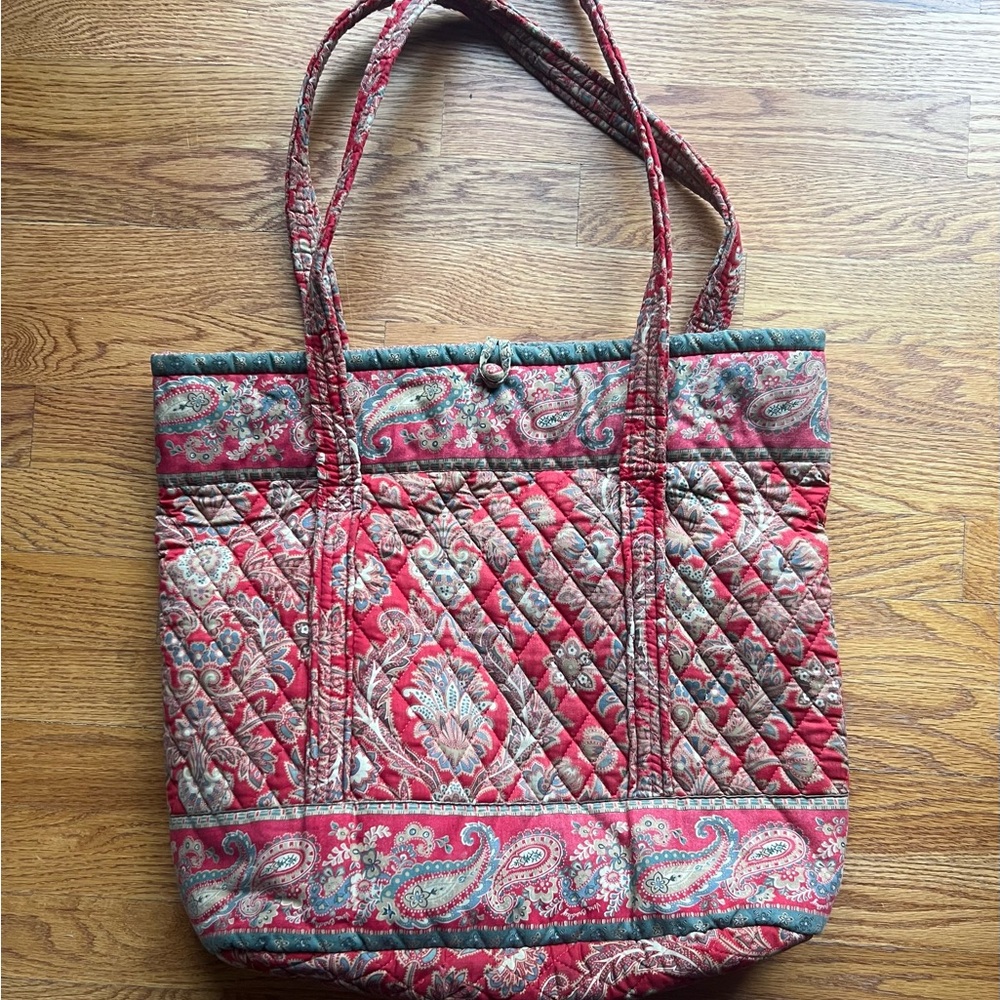 Vintage Vera Bradley Quilted Paisley Tote Bag - Red